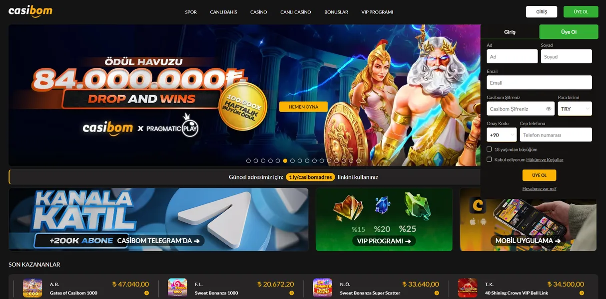 Kayıt olma ve Casibom giriş işlemleri